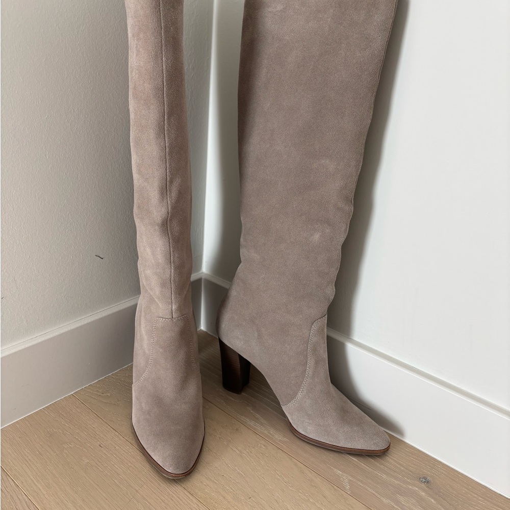 Dolce Vita Taupe Heeled Knee Boots. Size 11